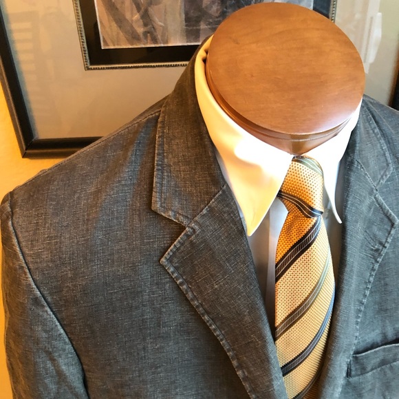 Material London Dark Gray Linen Jacket Size 42R - Picture 8 of 15